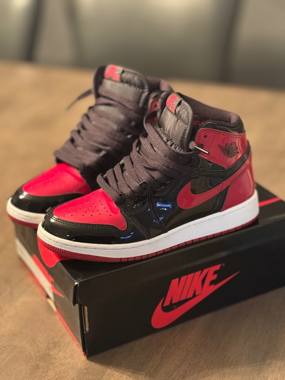 Air Jordan 1 Retro High OG Patent BRED Size 5Y